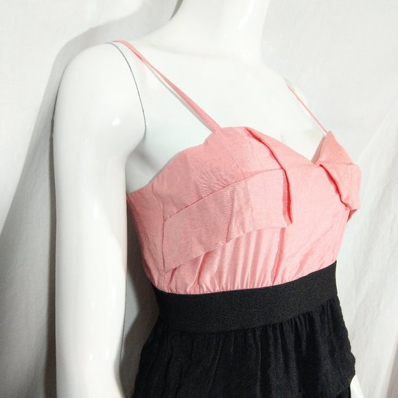 NWT Ya Los Angeles Pink Black Ruffly Tiered Mini - Picture 3 of 7